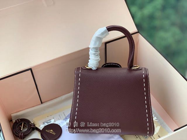DELVAUX女包 Brillant系列手袋 原廠牛皮 德爾沃女手提包 女手拎包 Delvaux單肩斜挎包 DF0020手縫胭波爾多酒紅  fcs1376